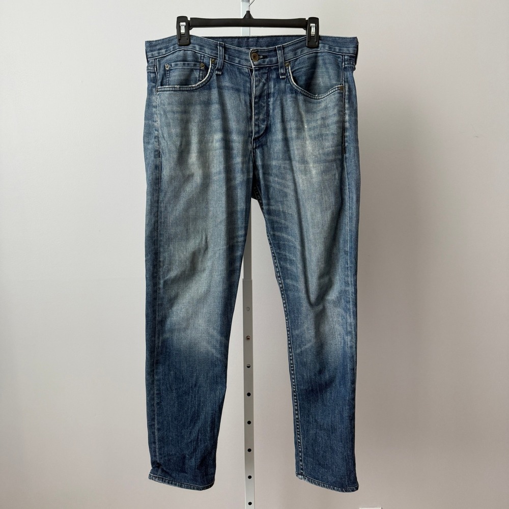 Rag & Bone sz 32 Fit 2 Slim Jeans Mens Blue Jaro Wash Denim Grunge Preppy